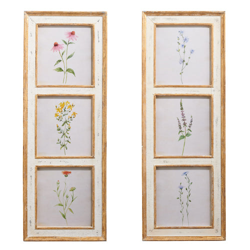 38-inch wooden framed wall art with botanical floral print on glass