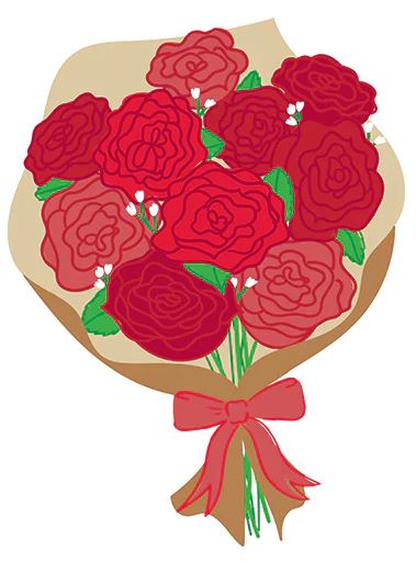 Ceramic mini attachment with hook and loop fastener in red rose pattern