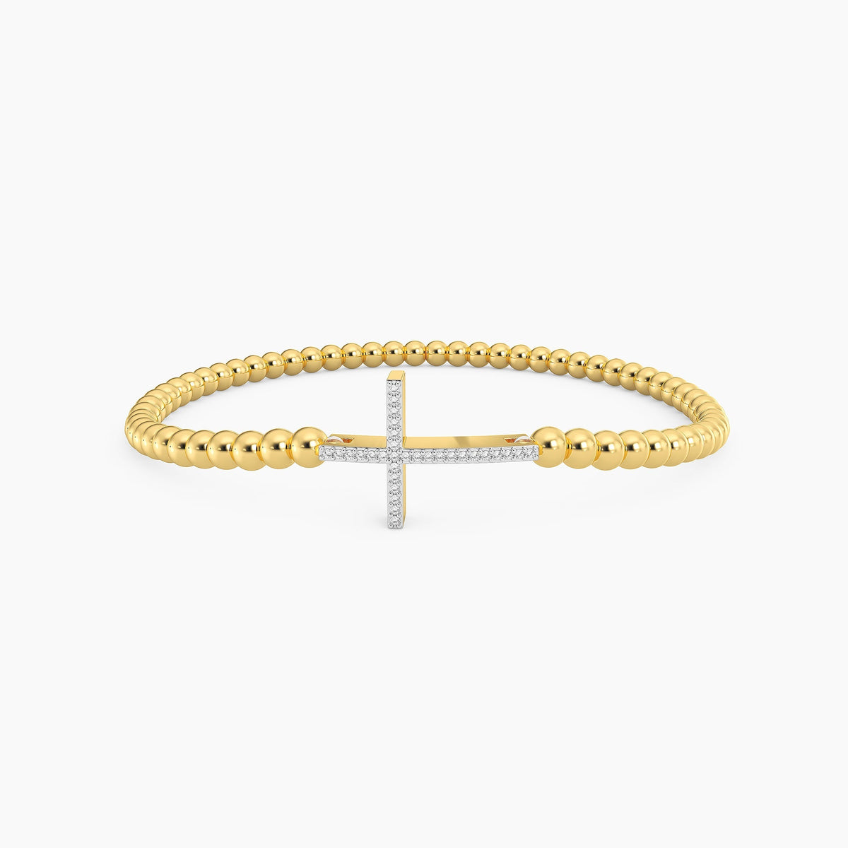 Waterproof stainless steel beaded bracelet in gold finish with a Believe charm detail